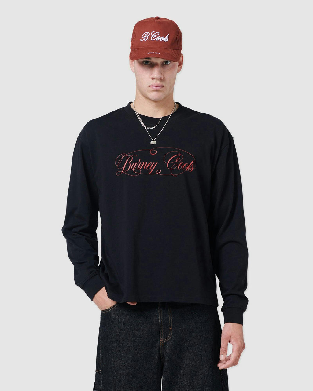 Script Crop LS T-shirt Black