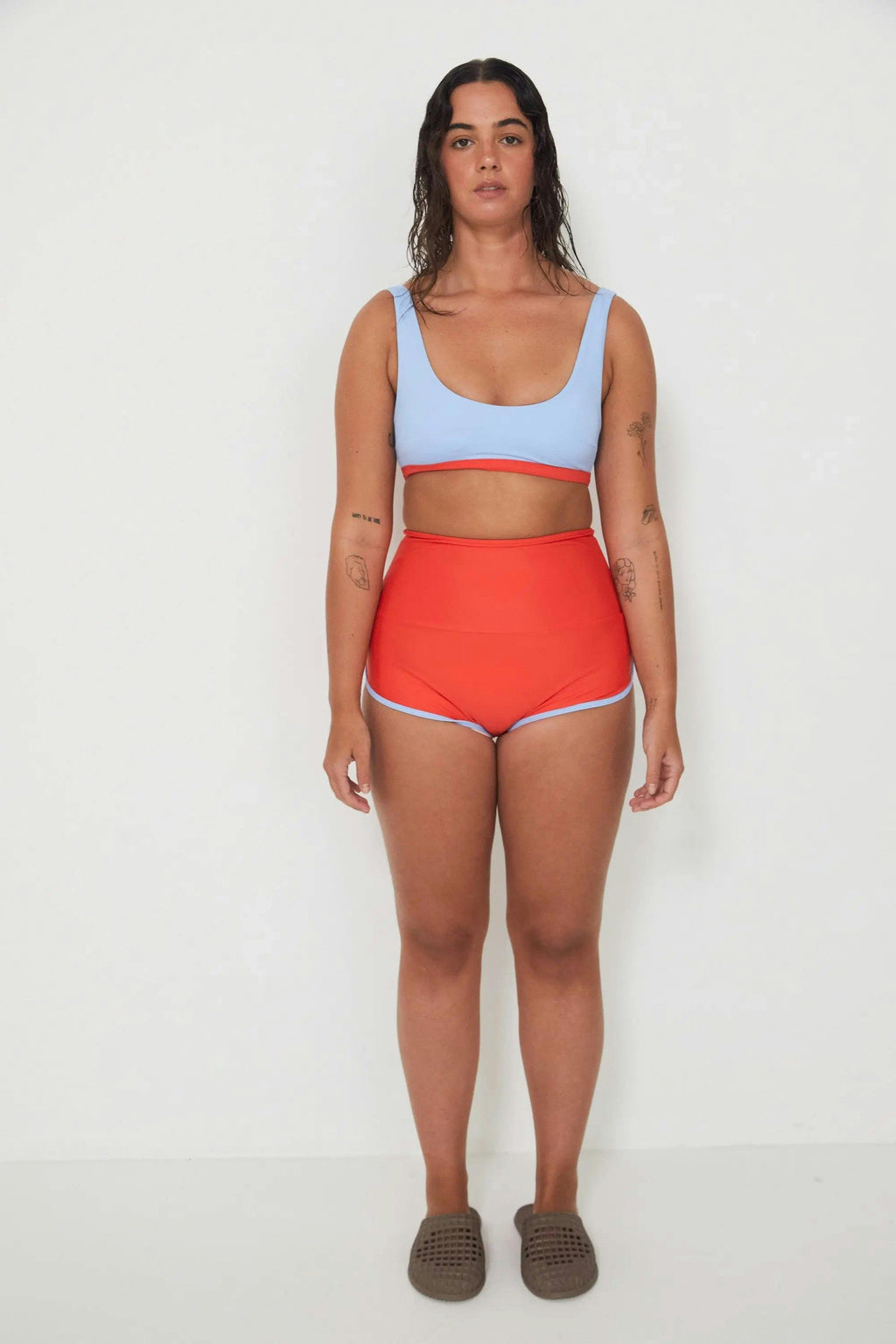 Bralette - Baby Blue + Chilli Red