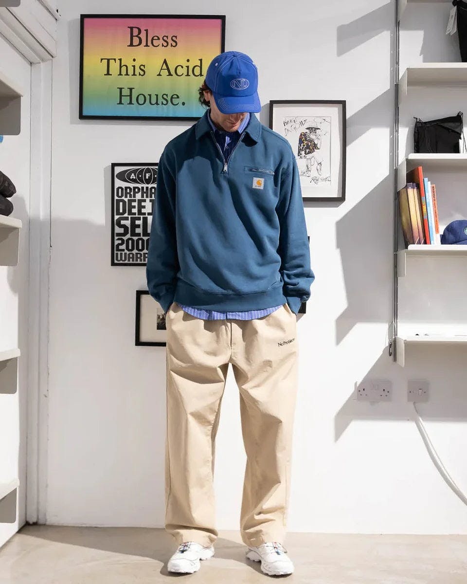 Carhartt WIP Half Zip Detroit Sweat in Blue River Stone Wash