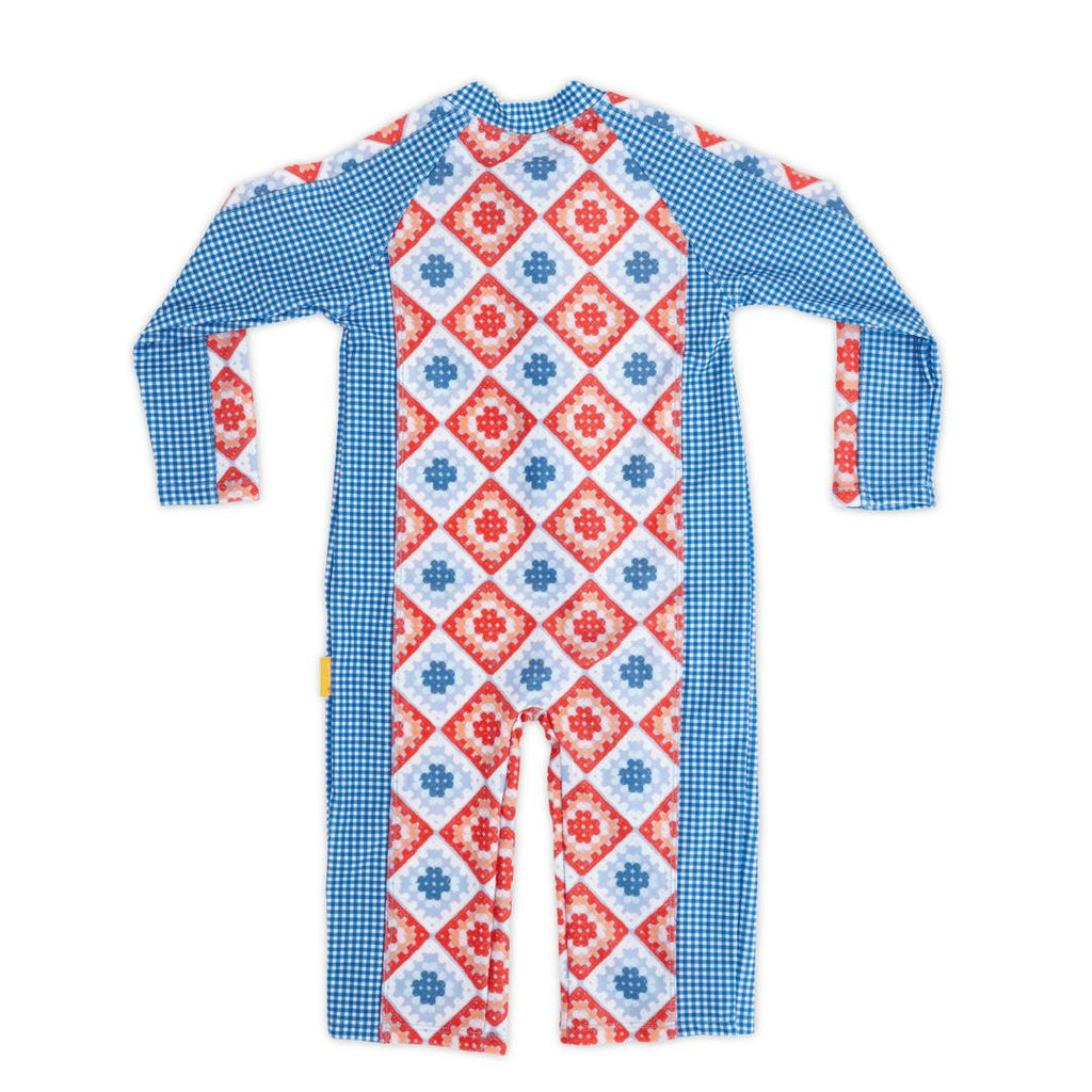 Tyoub Baby Sun-Safe Zip-Up Swimsuit Retro Crochet Square
