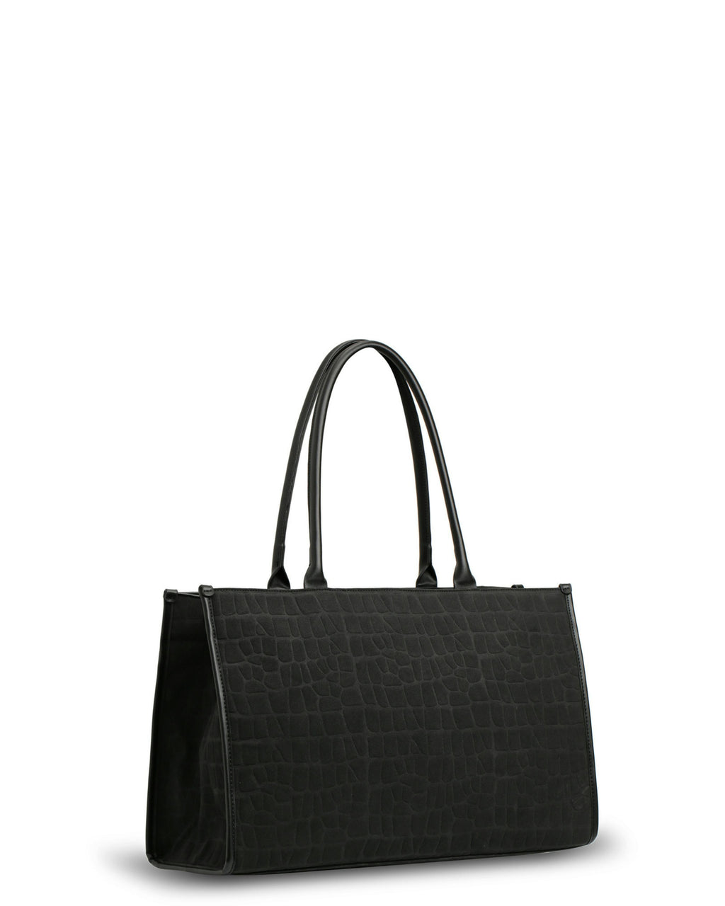 Prene | Compact: The Era Bag (BLACK SUEDE) Croc Embossed Tote Bag