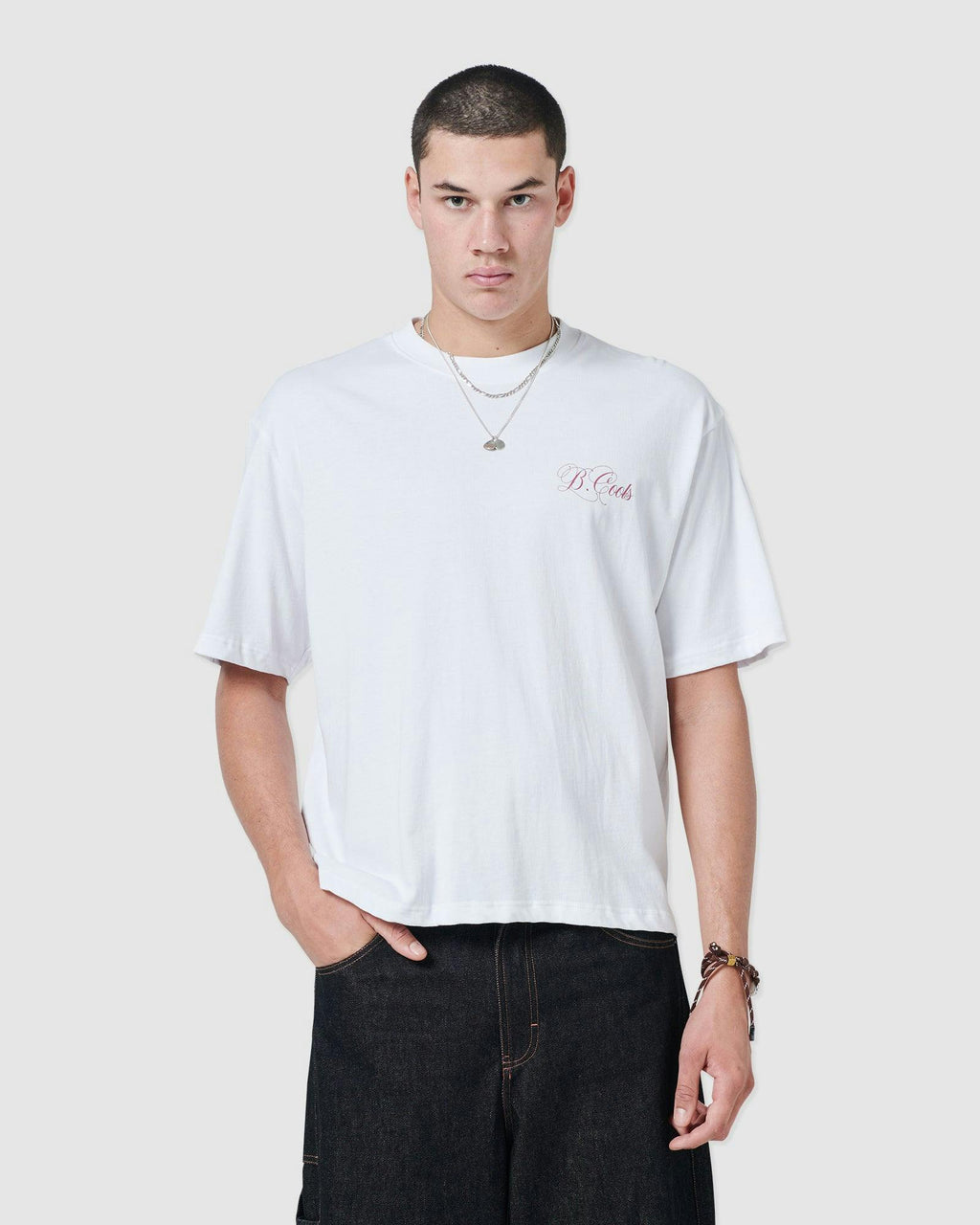 Script Crop T-shirt White