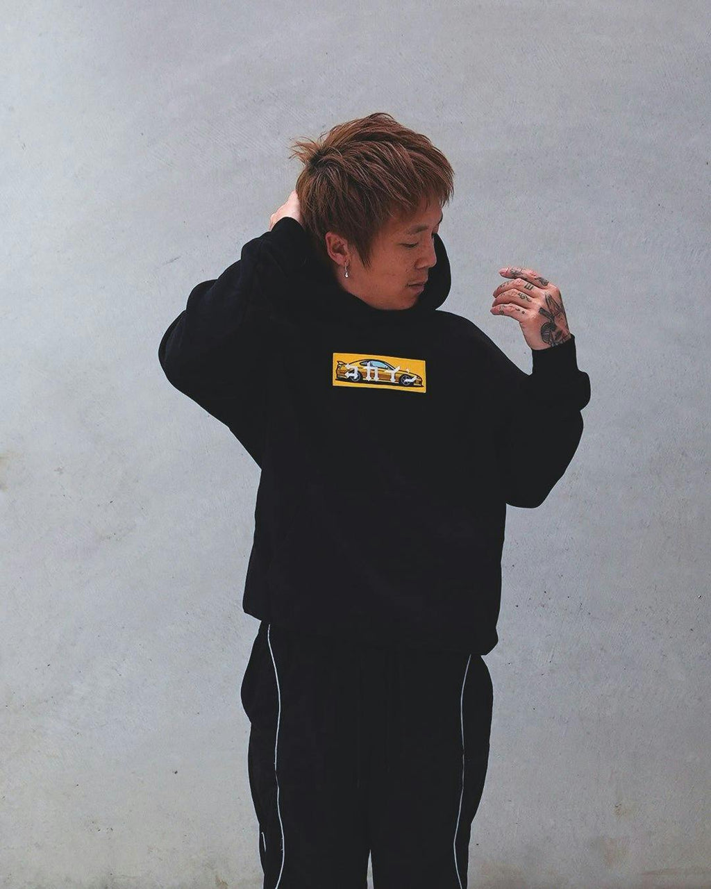 "S15" Yellow Patch Hoodie // BLACK