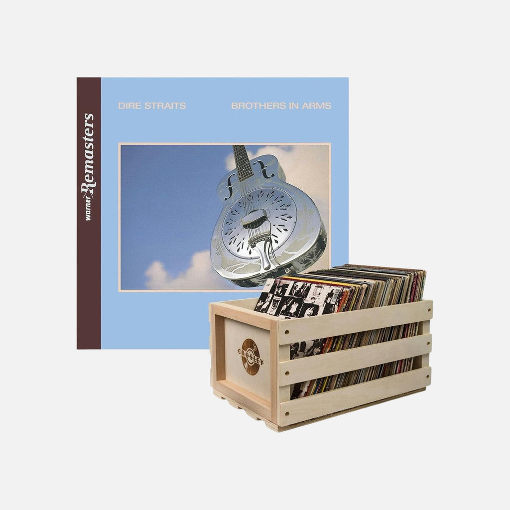 Crosley Record Storage Crate & Dire Straits Brothers In Arms - Double Vinyl Album Bundle