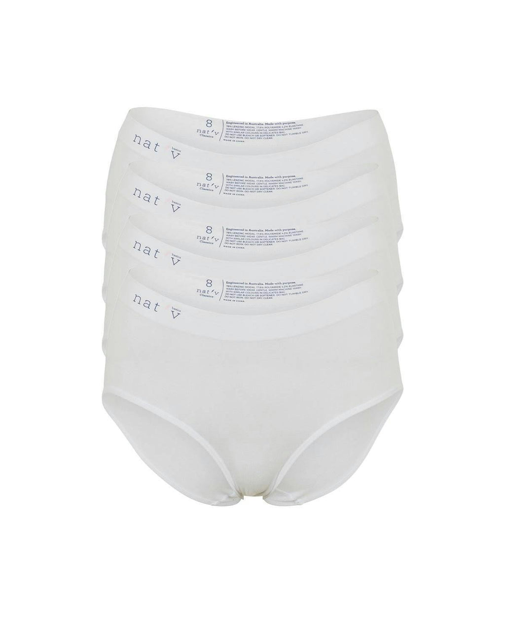 Classic Modal Full Brief Underwear 4 Pack - White