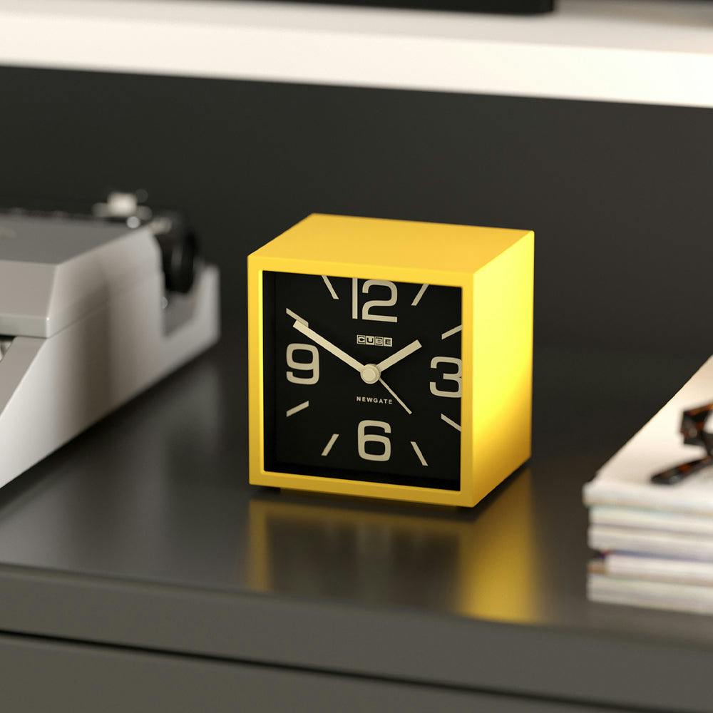 Newgate Cube Mantel Clock-Citrus Yellow
