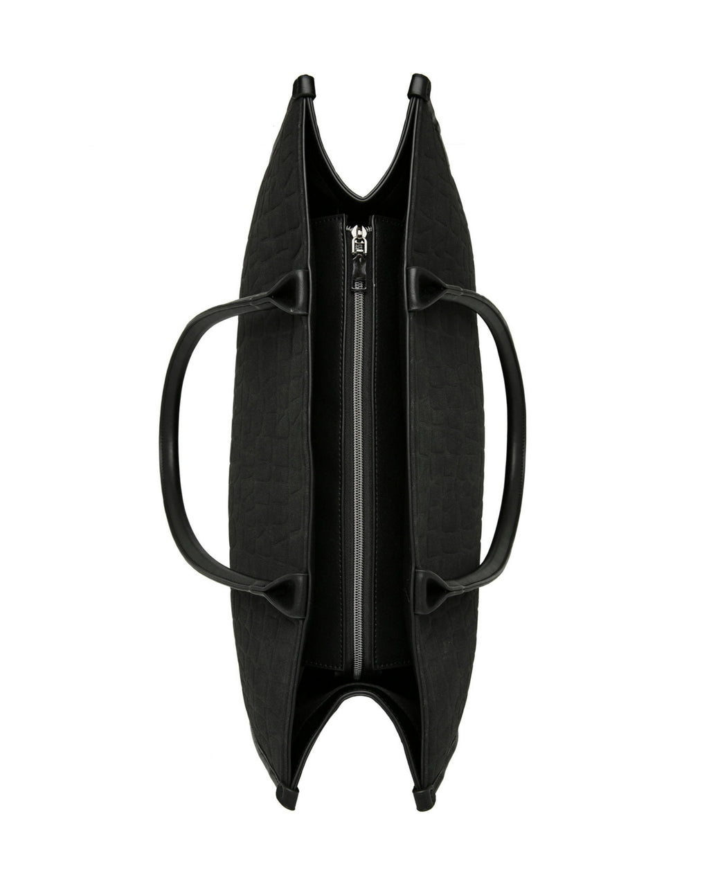 Prene | Compact: The Era Bag (BLACK SUEDE) Croc Embossed Tote Bag