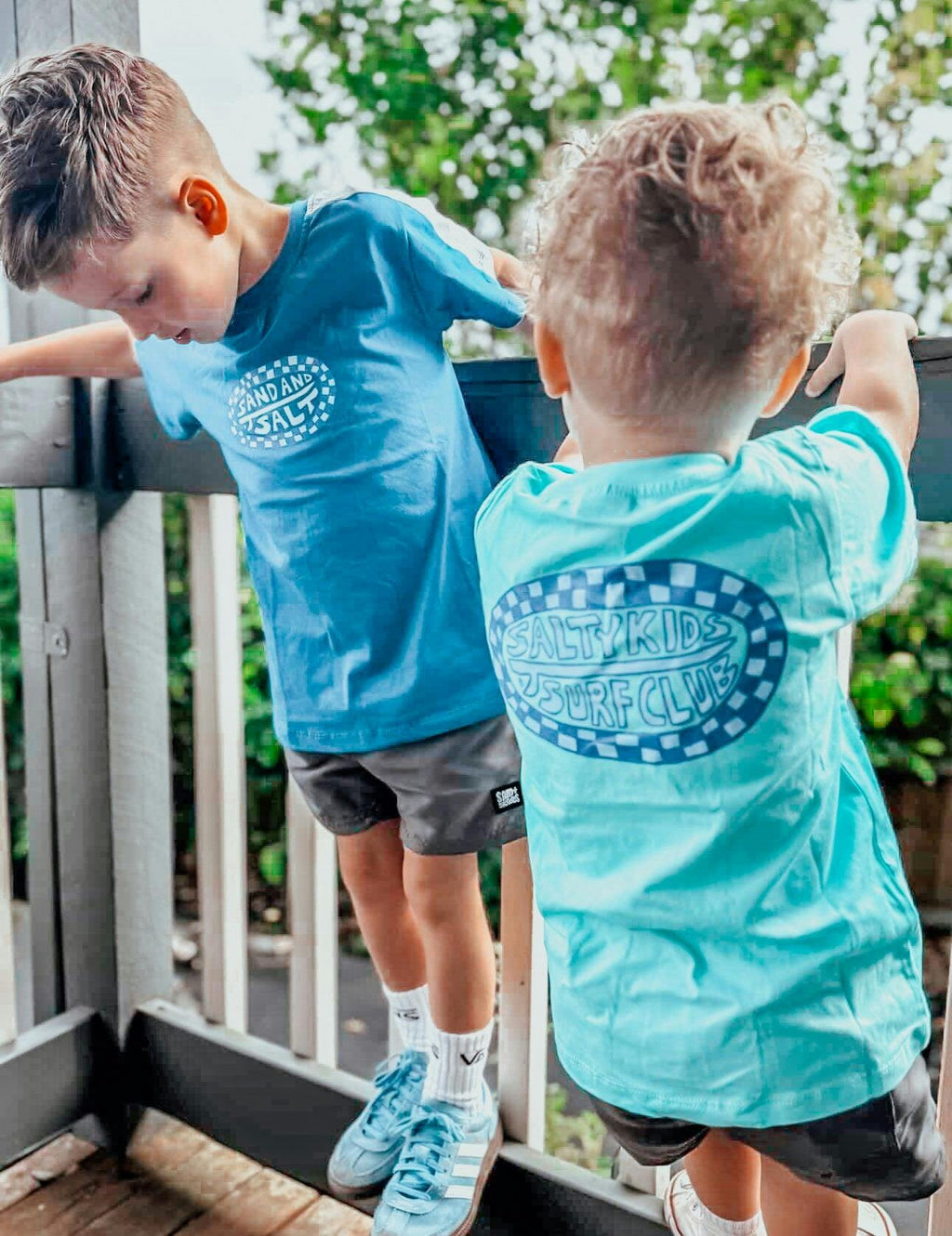 Sand + Salt Kids Blue Checker Tee