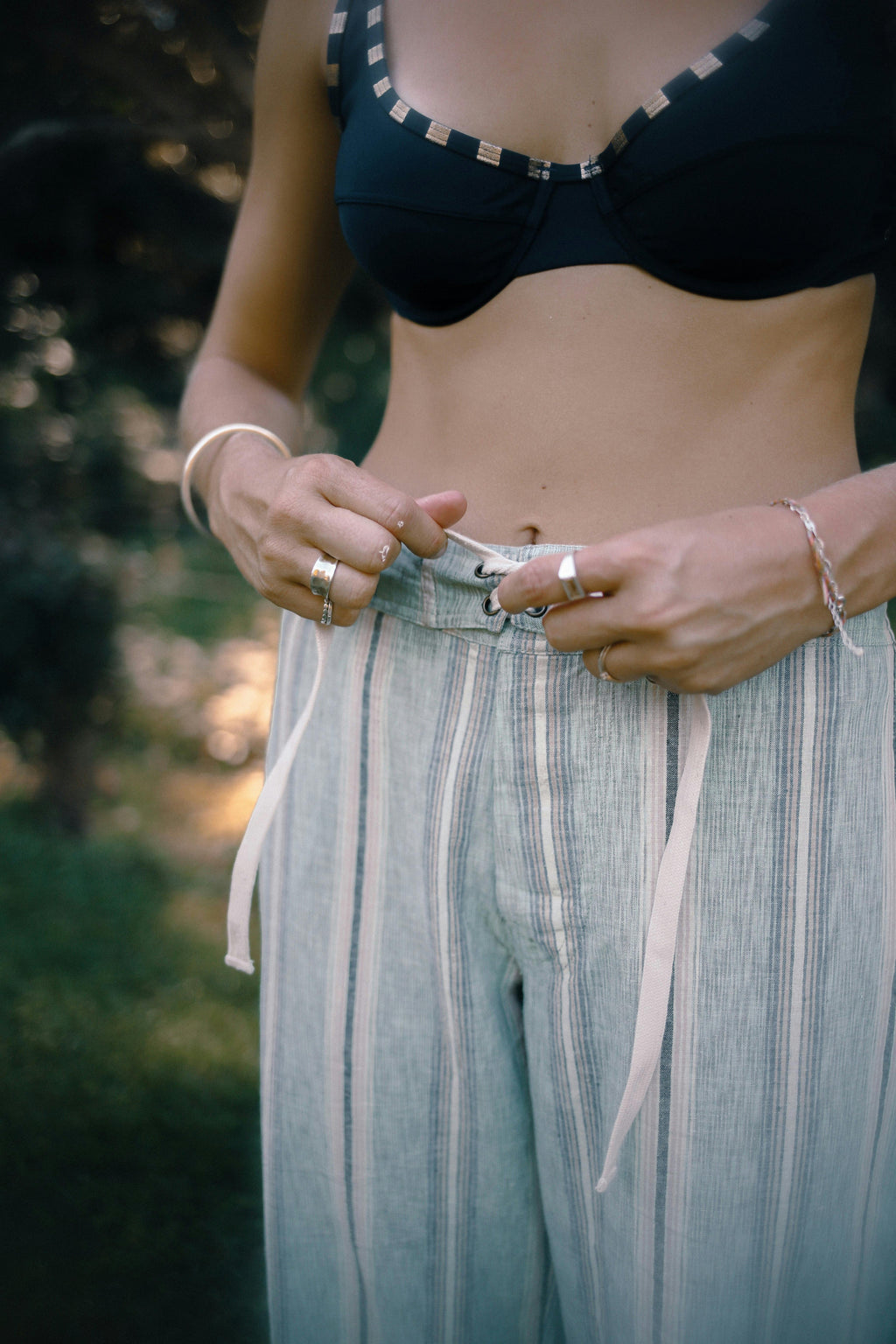 Lace Up Pant in Holiday Stripe