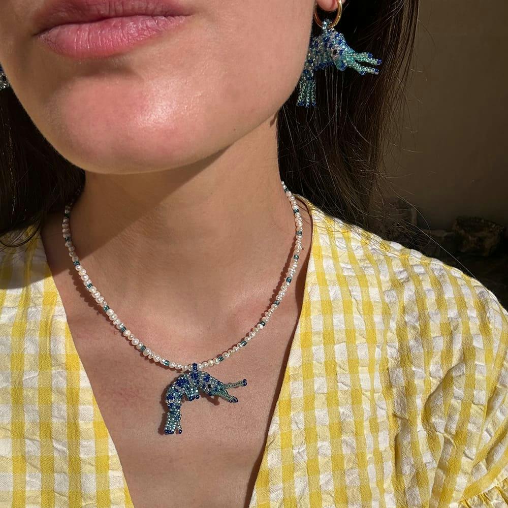 BABY PRAWN NECKLACE - BLUE