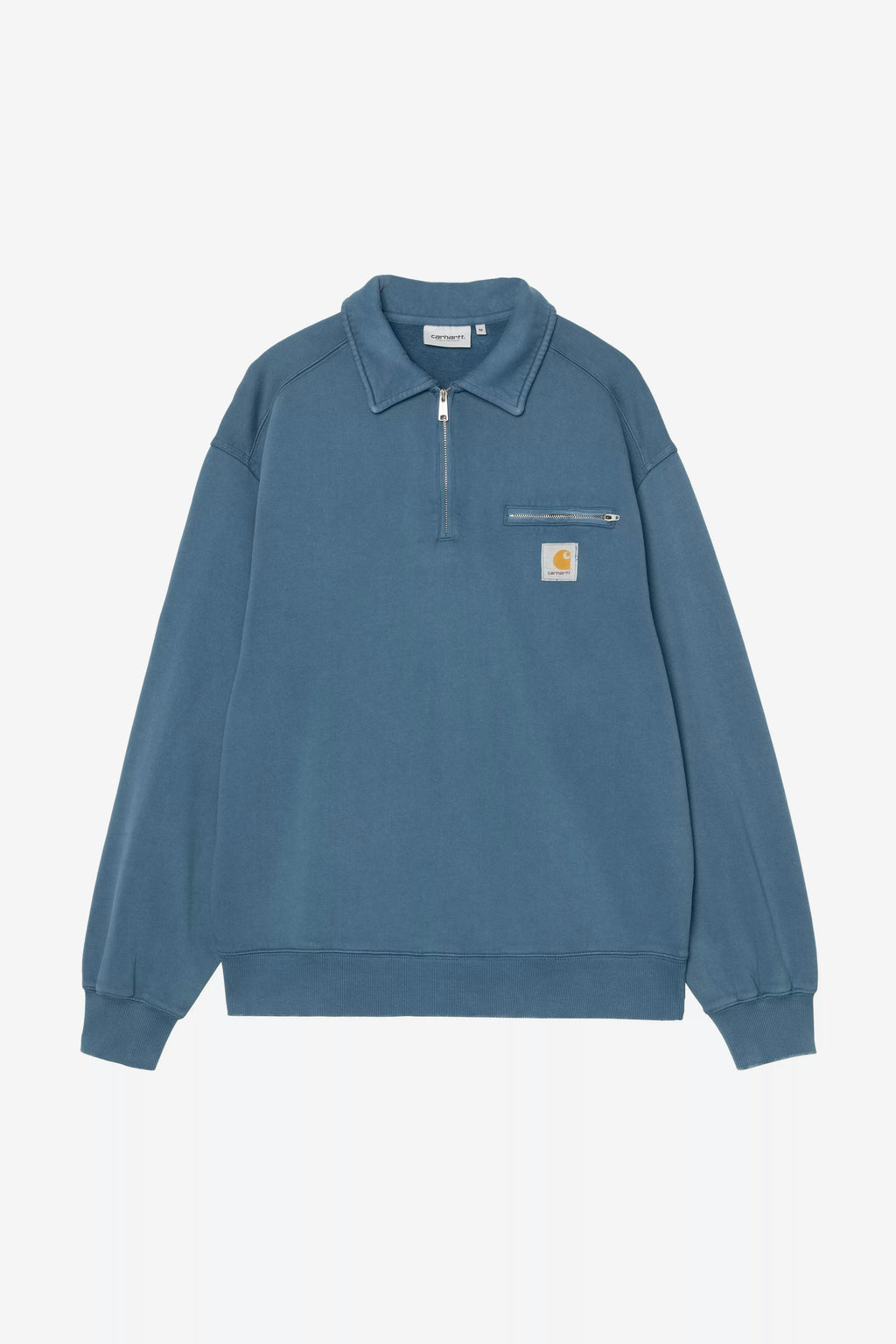 Carhartt WIP Half Zip Detroit Sweat in Blue River Stone Wash