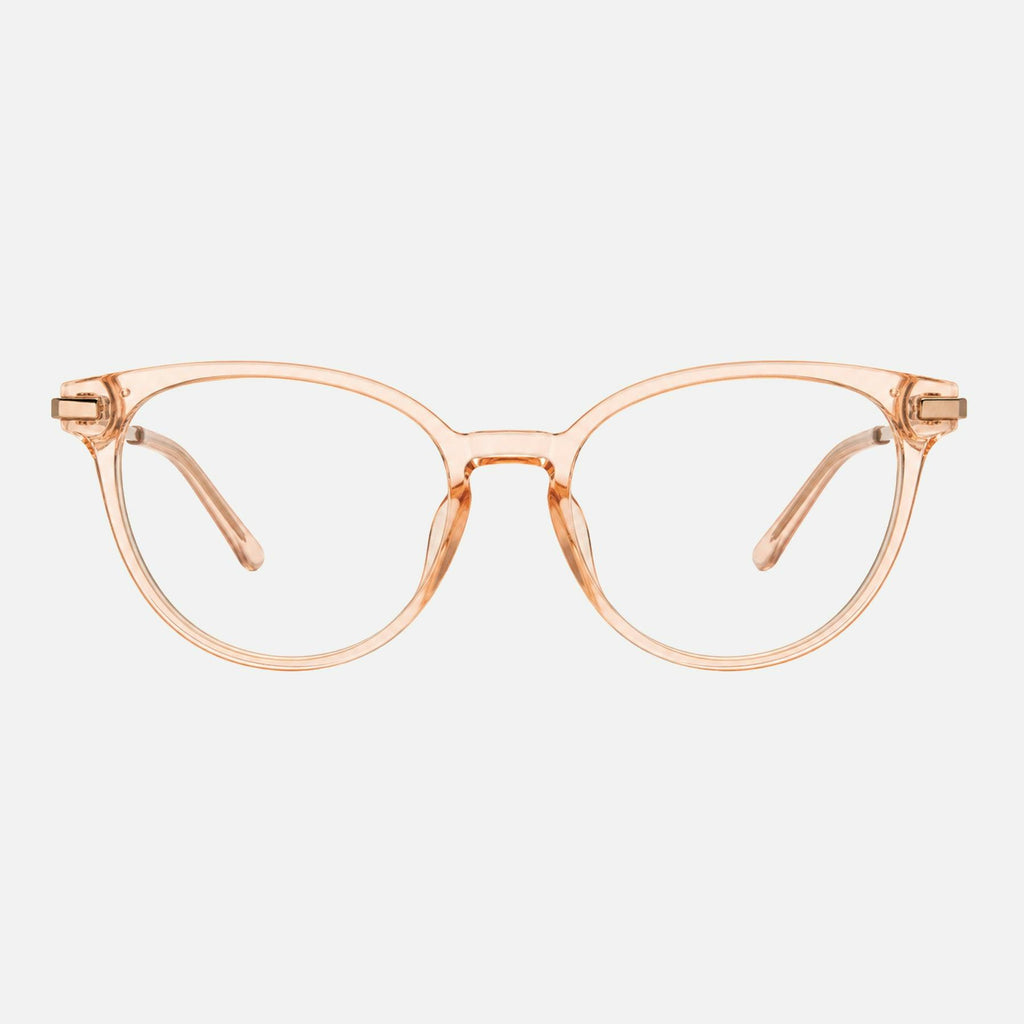 Dahlia - Blue Light Crystal Pink Champagne Frame Glasses