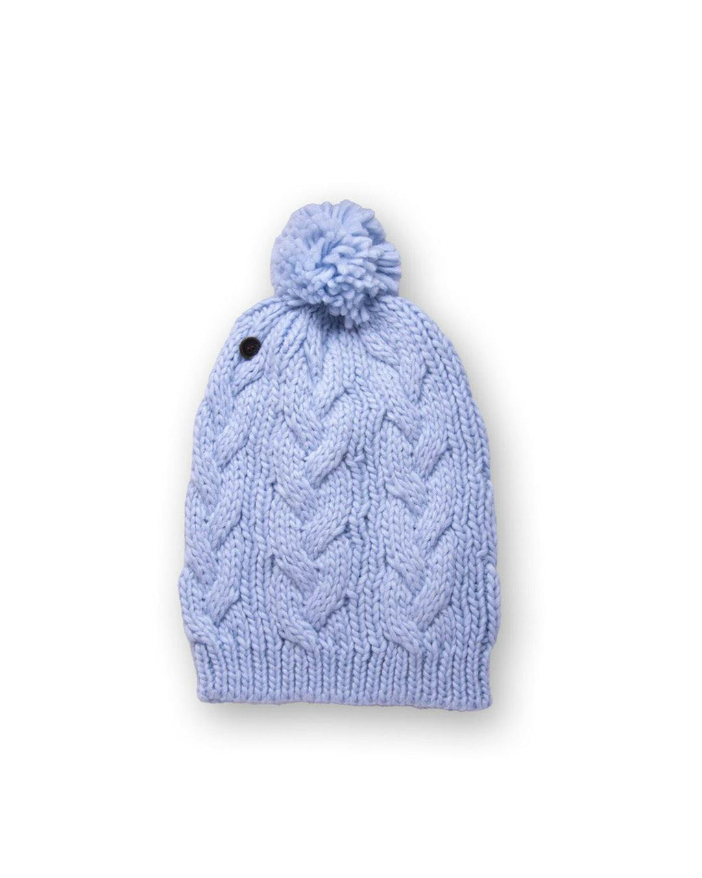 The Consciousness Beanie – Baby Blue Cable Knit