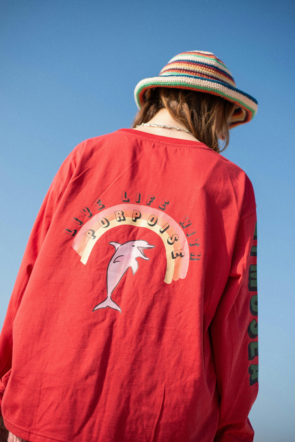 Artist Oversized Longsleeve Tee ‘Live Life With Porpoise’ By Bri O’Connell