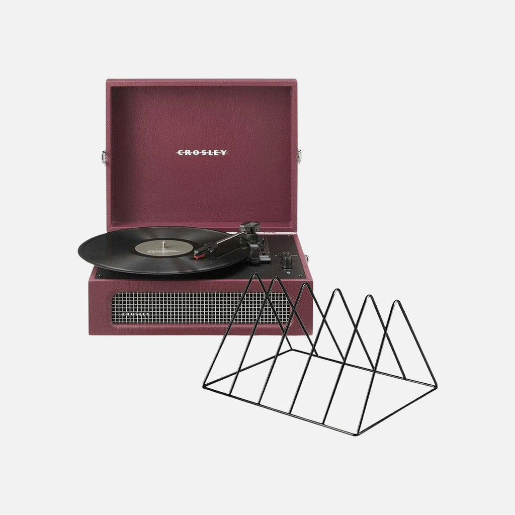 Crosley Voyager Bluetooth Portable Turntable + Gadhouse Vinyl Rack Bundle - Burgundy