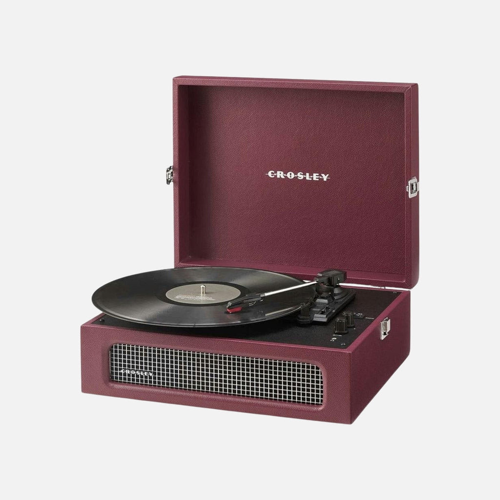 Crosley Voyager Bluetooth Portable Turntable + Bundled Record Storage Crate - Burgundy