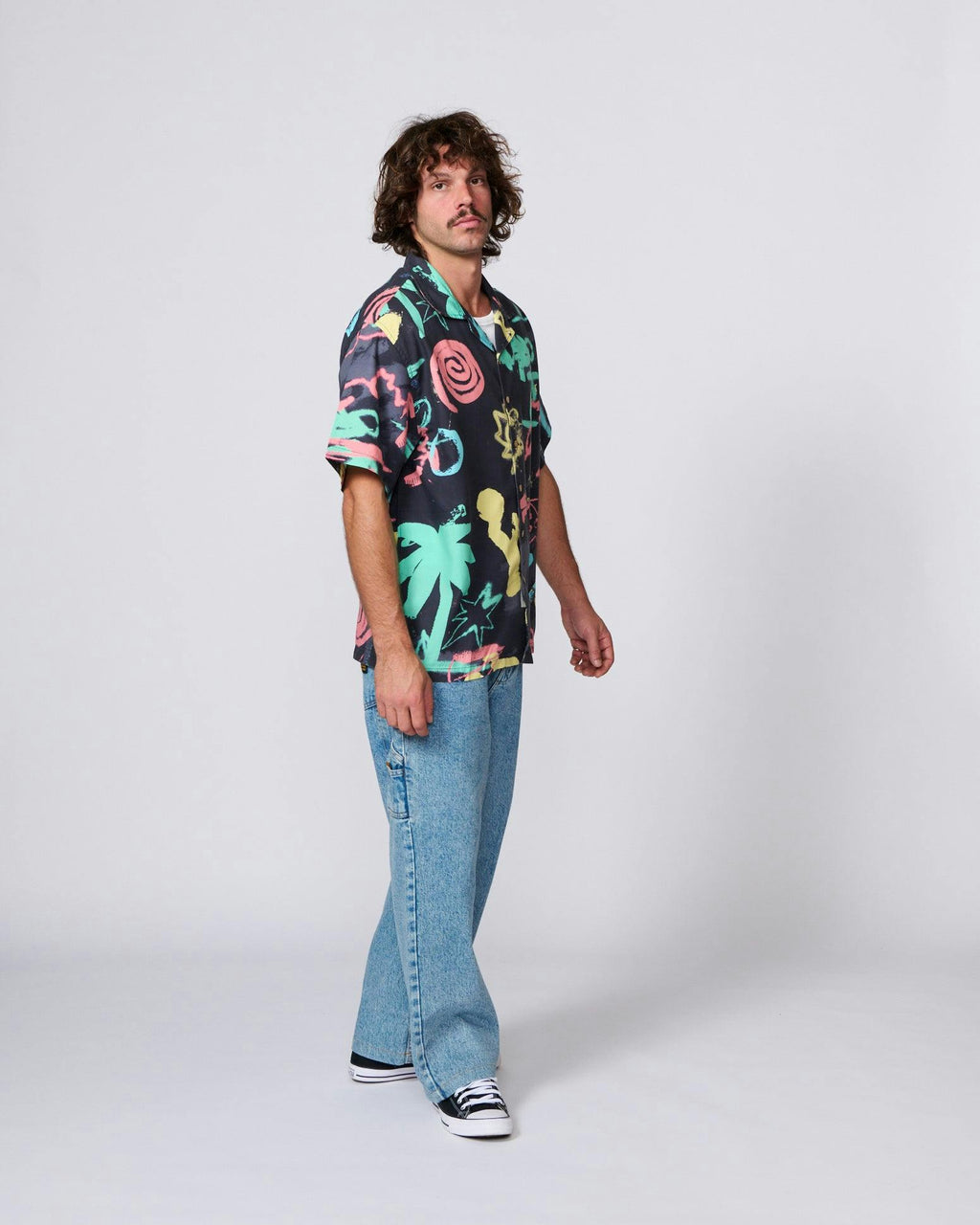 Scribbles Short Sleeve Resort Shirt - Black