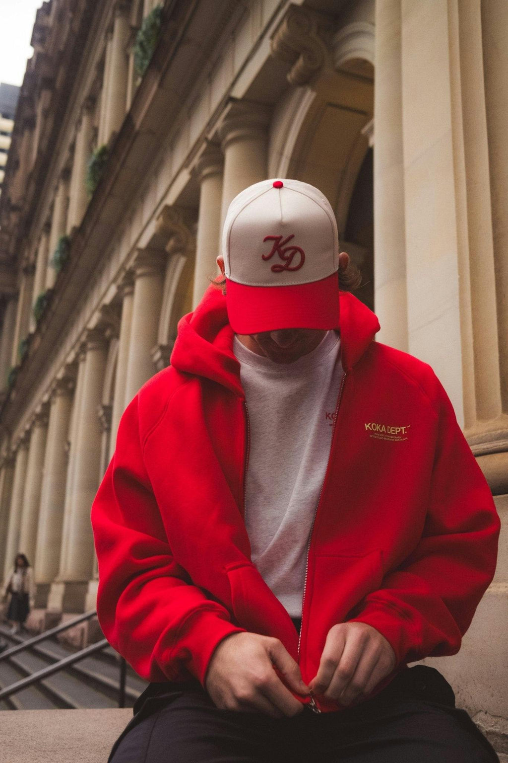 "KD" A-Frame Hat - Red / Cream