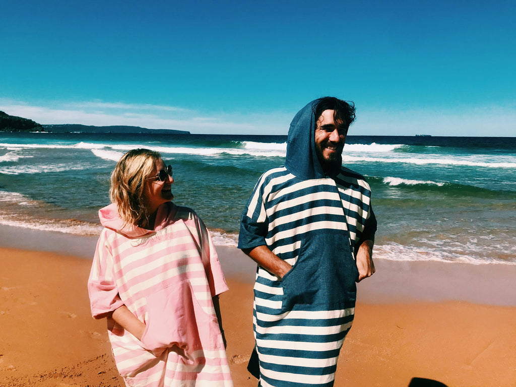 Ocean Blue Stripe Large Poncho