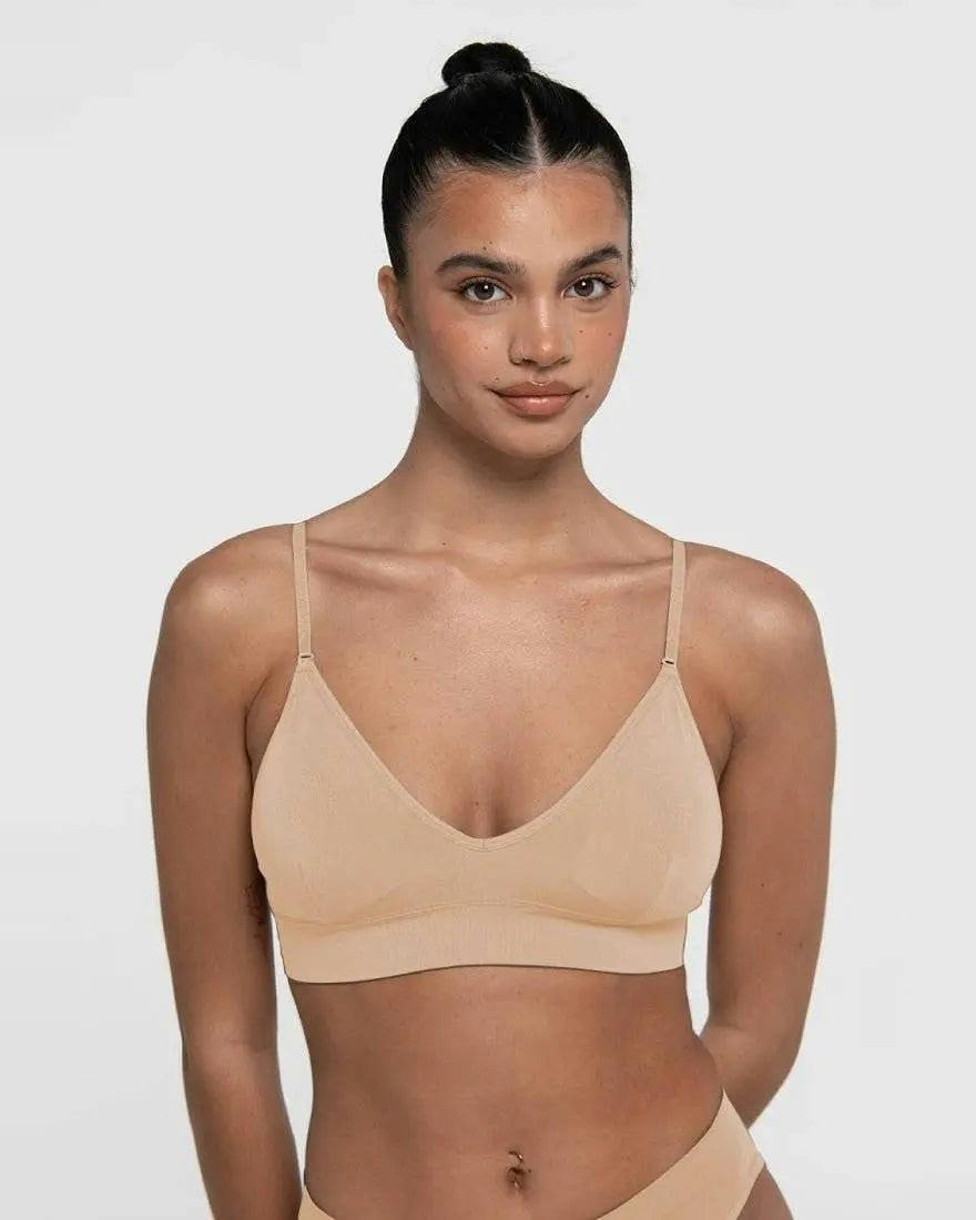 V Crop Modal Wire-Free Bralette - Beech