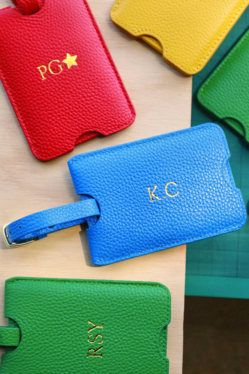 Leather Luggage Tag | Green Gold