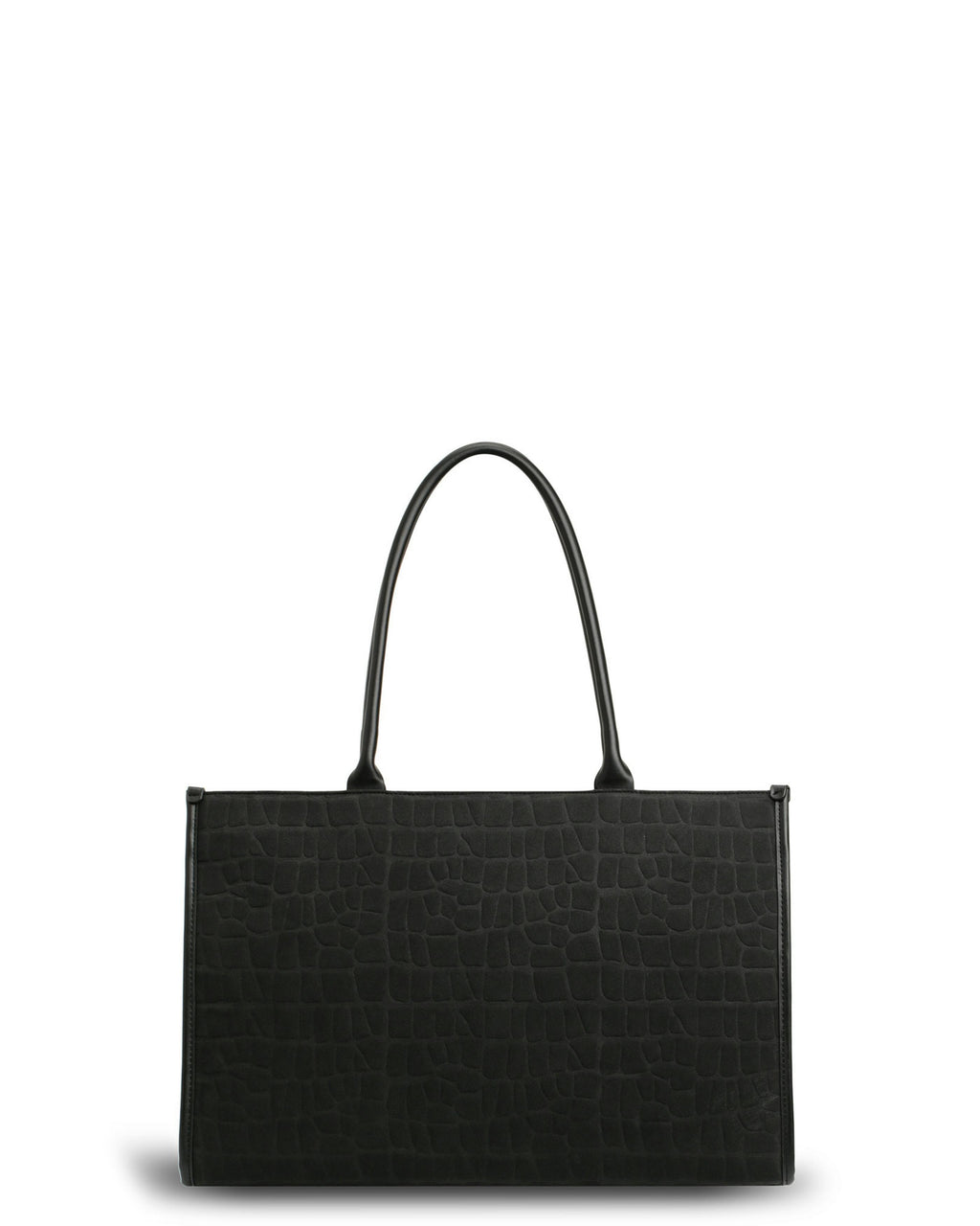 Prene | Compact: The Era Bag (BLACK SUEDE) Croc Embossed Tote Bag