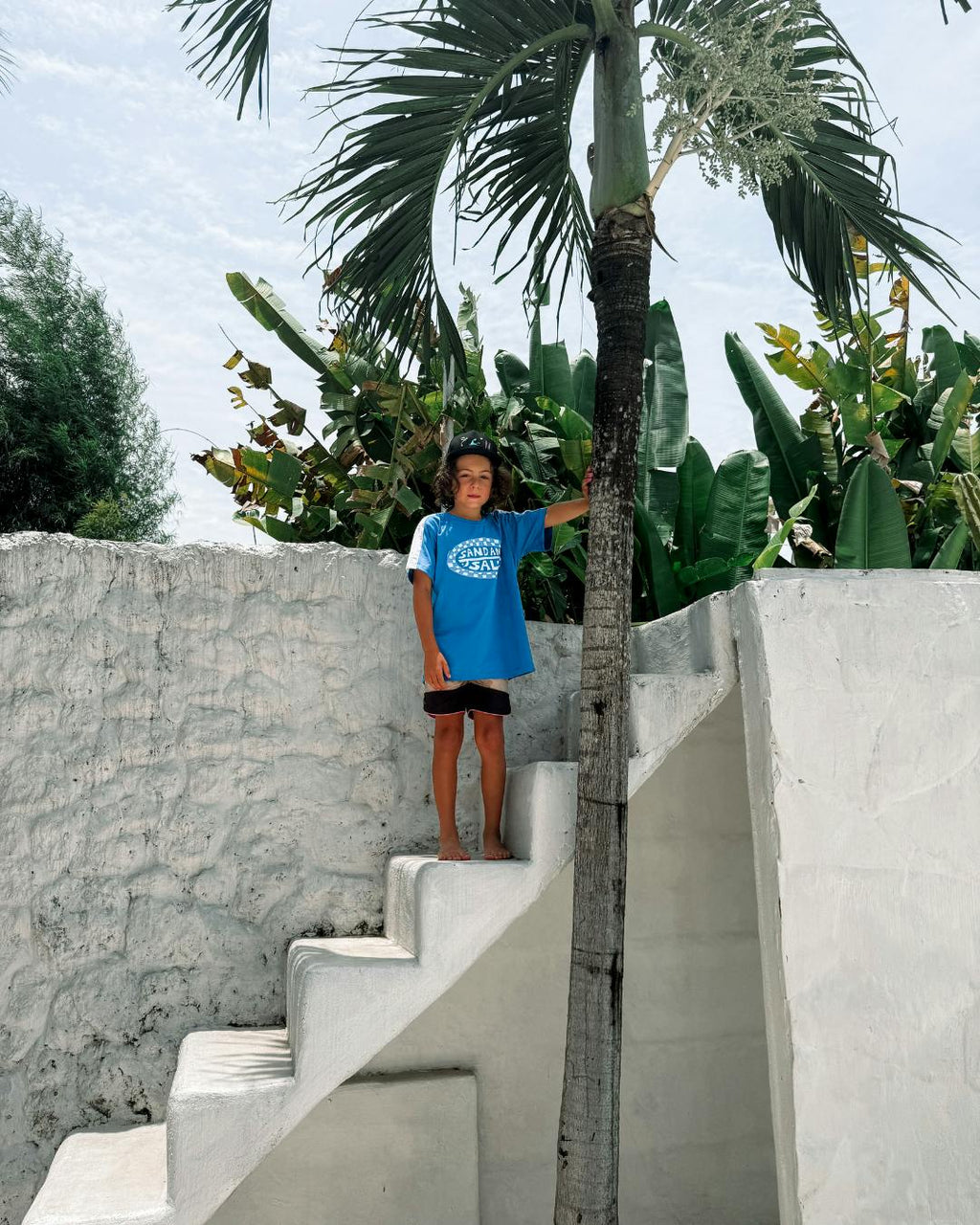 Sand + Salt Kids Blue Checker Tee