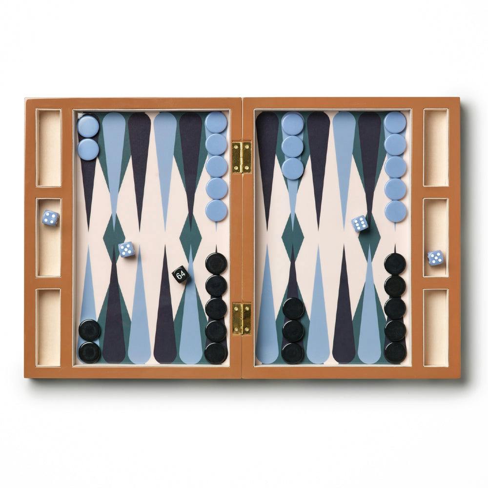 Printworks Lacquered Backgammon-Blue