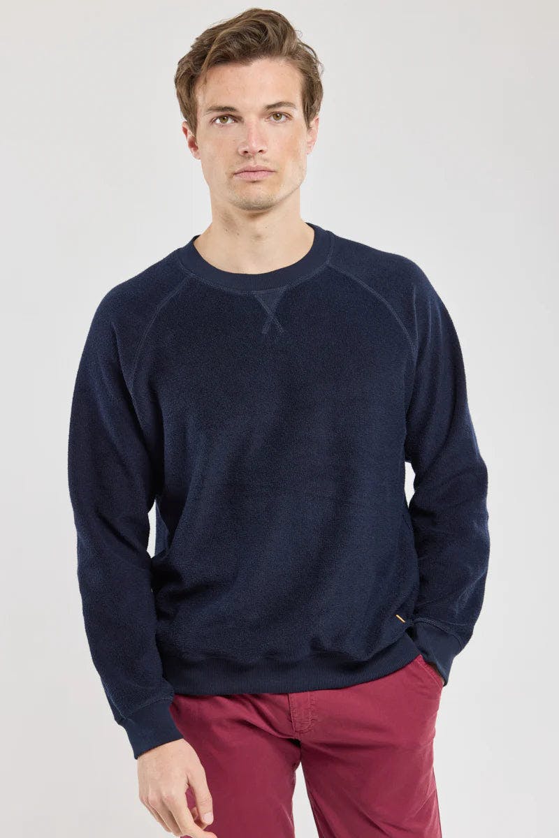 Armor Lux Cotton Boucle Sweatshirt in Marine Deep