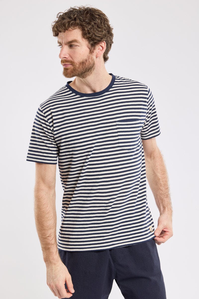 Armor Lux Heritage Striped T-Shirt in Marine Deep & Nature