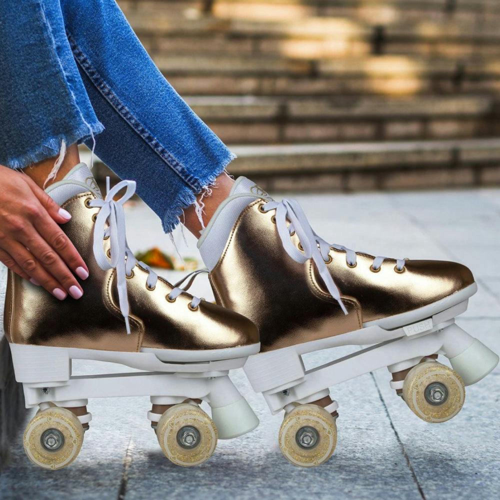 Bravo Sports Circle Society Metallic Rose Gold Roller Skates Size 3-7