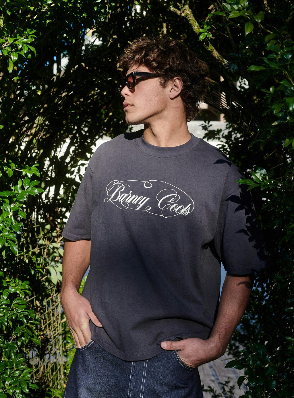 Script Crop T-shirt Aged Black