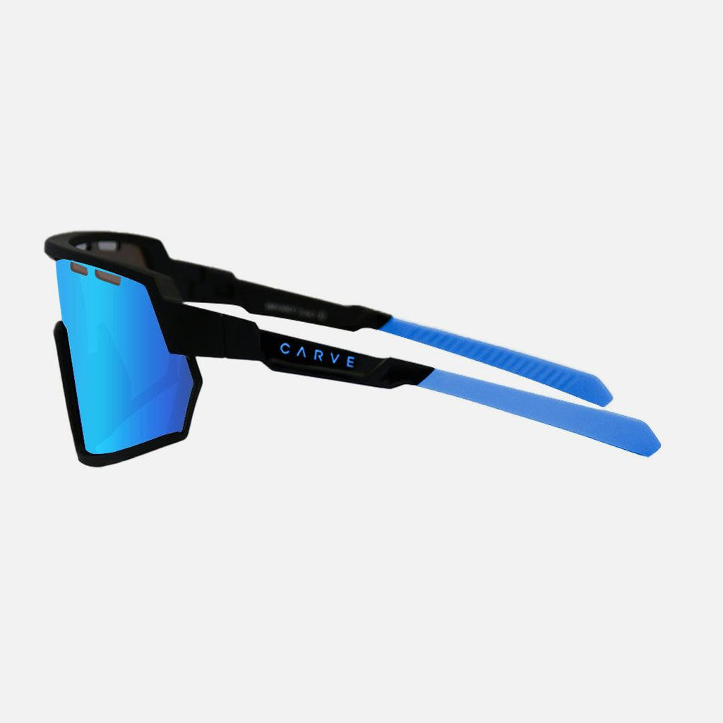 Legacy - Matte Black Frame Blue Rubber Arm, Rose Lens with Blue Iridium plus Venting