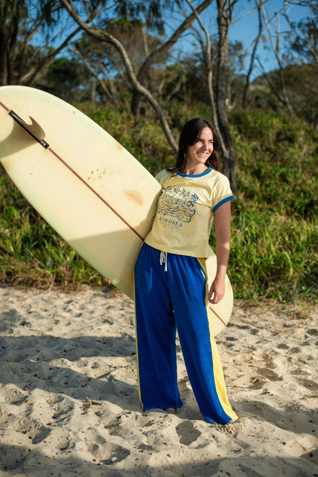 Après Surf Panel Pant in Blue & Yellow