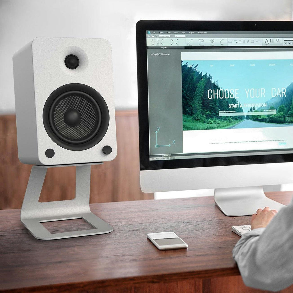Kanto SE6W Elevated Desktop Speaker Stands for Large Speakers - Pair, White