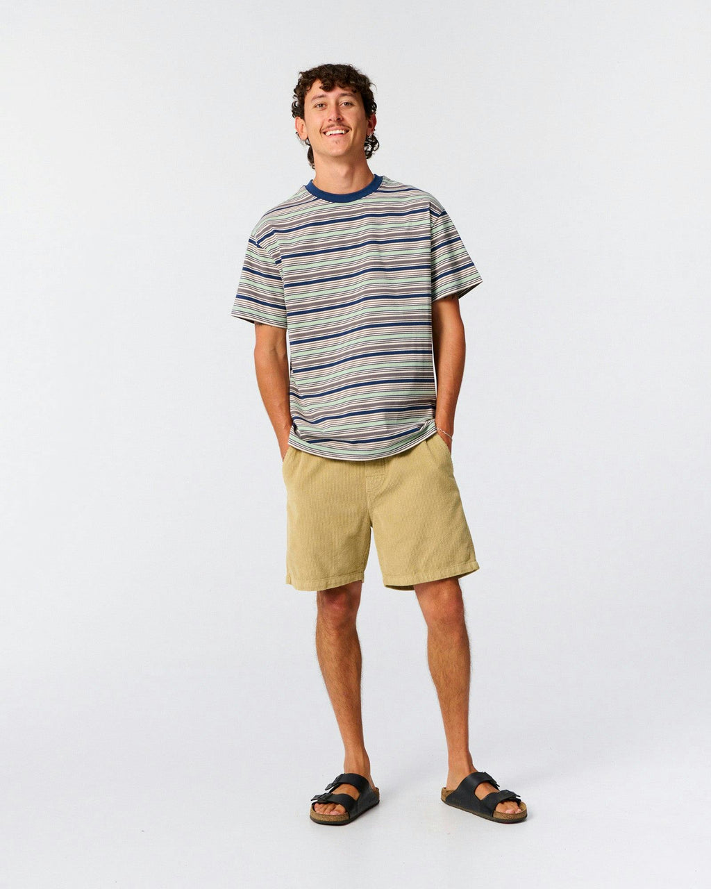 Sun Cured Stripe Tee - Worker Blue