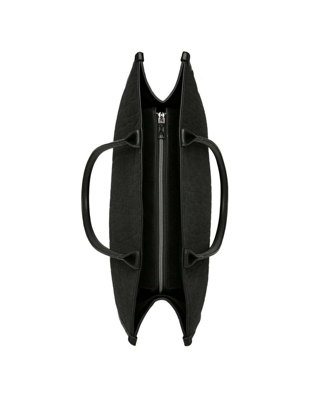 Prene | Compact: The Era Bag (BLACK SUEDE) Croc Embossed Tote Bag