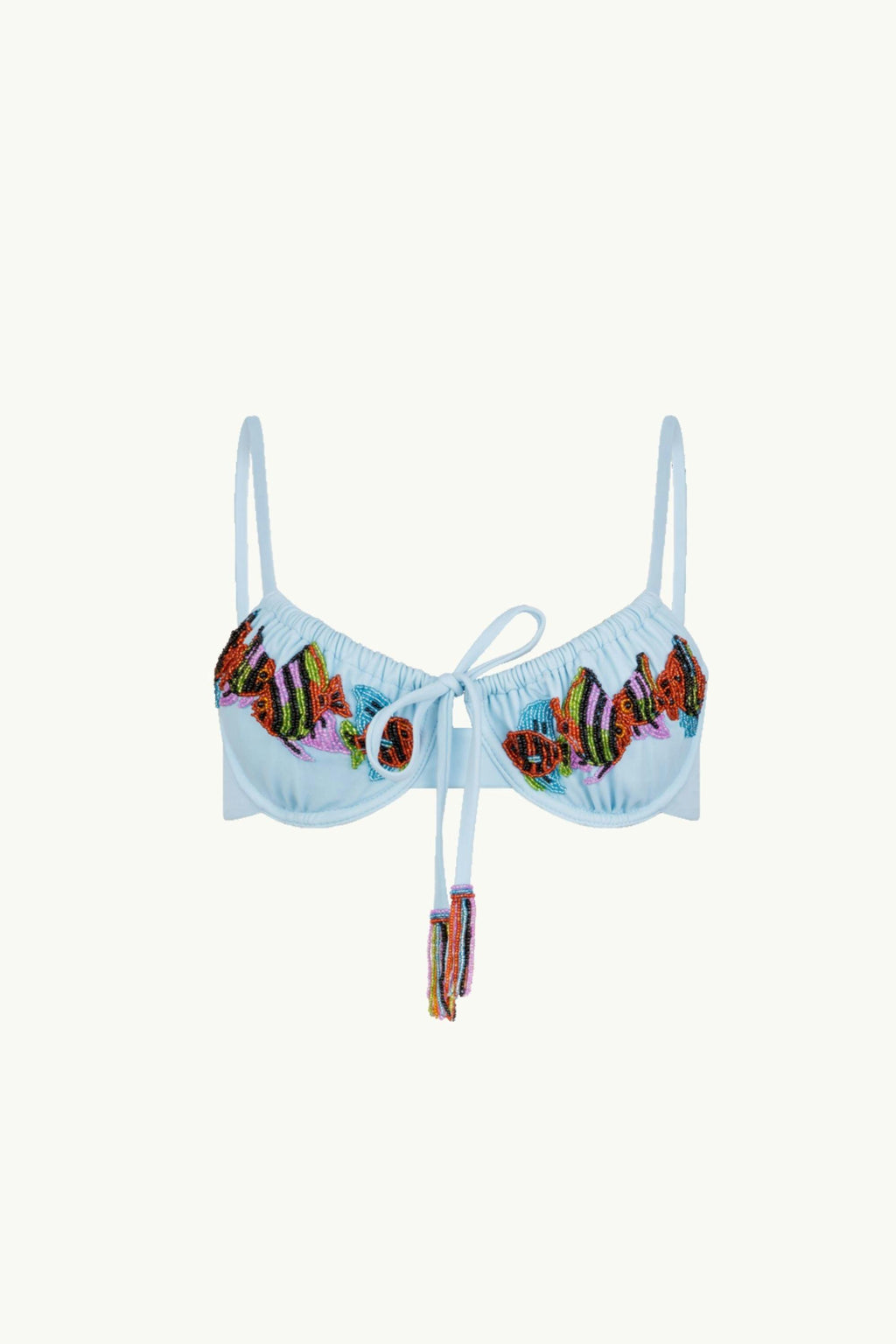 COASTAL KISS BEADED KINI TOP - SKY BLUE