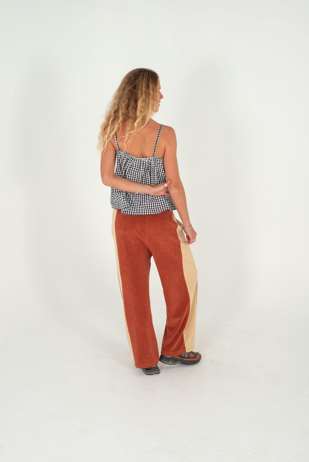 Aura Button Cami Top in Black Gingham