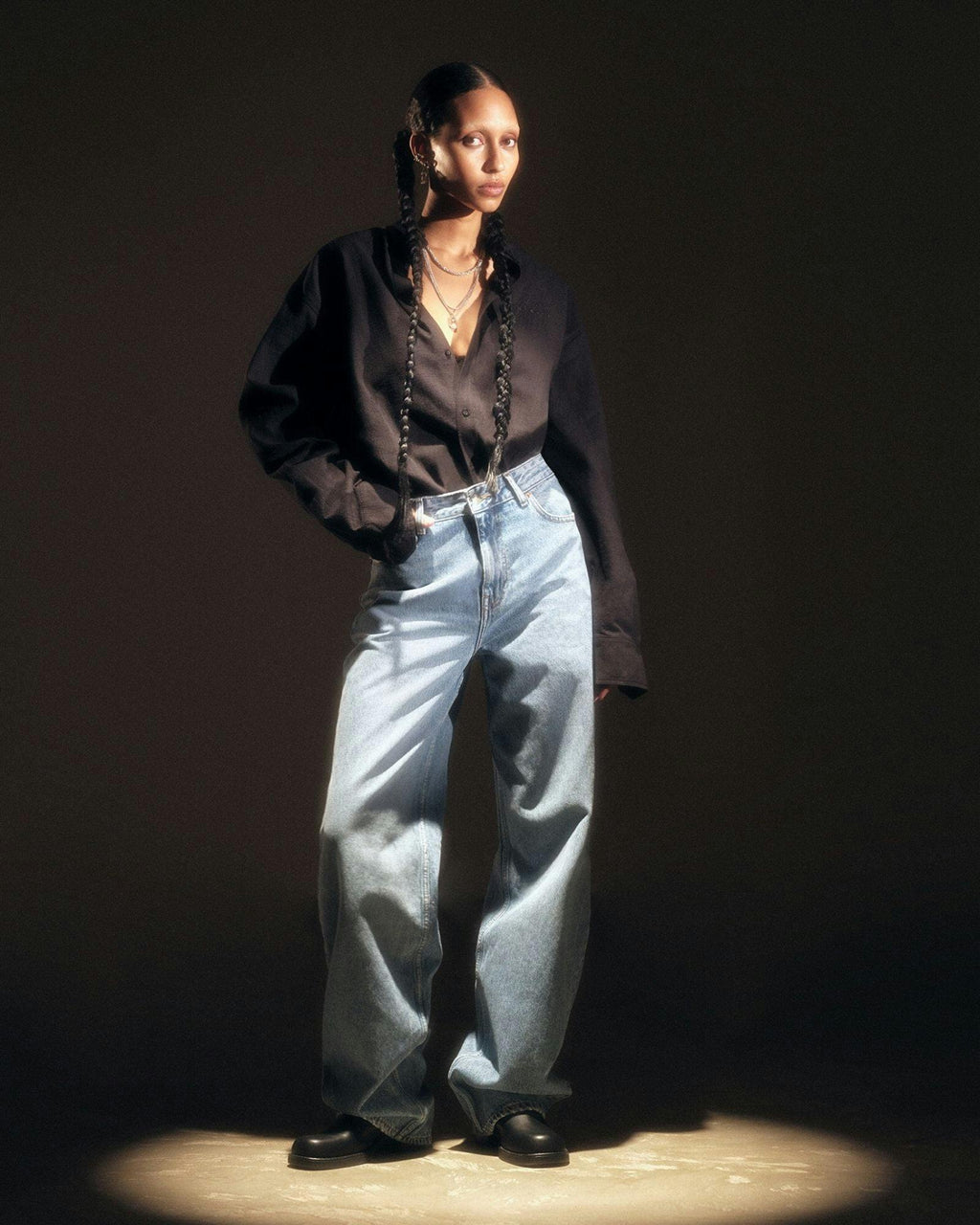 Donna High Relaxed Jeans - Stream Sky Used