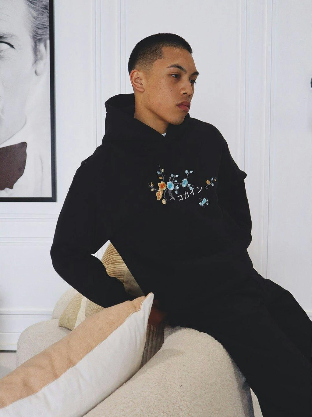 Black / Blue & Orange Blossom //// Hoodie