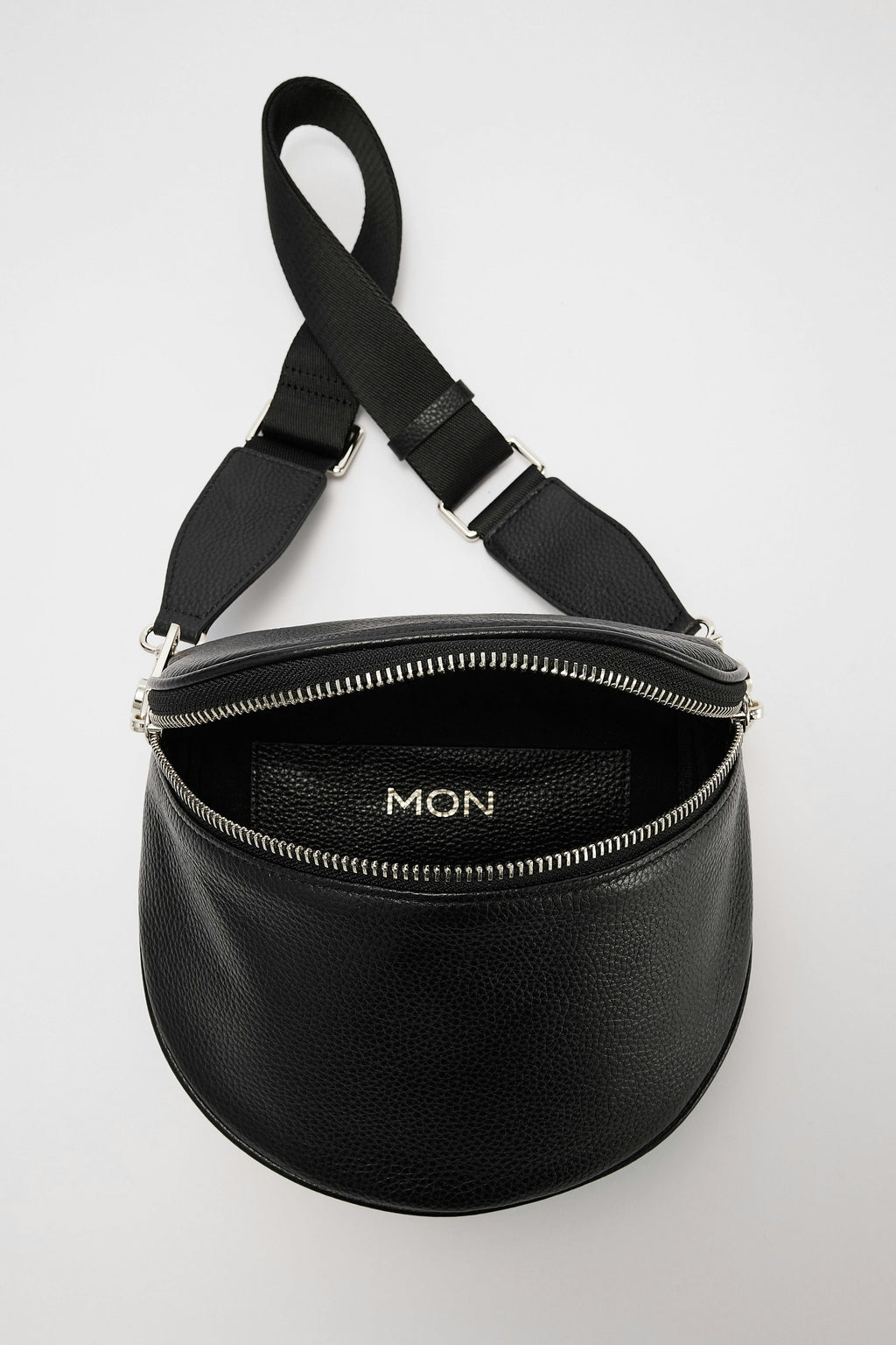 Luxury Leather Bumbag | Black Silver