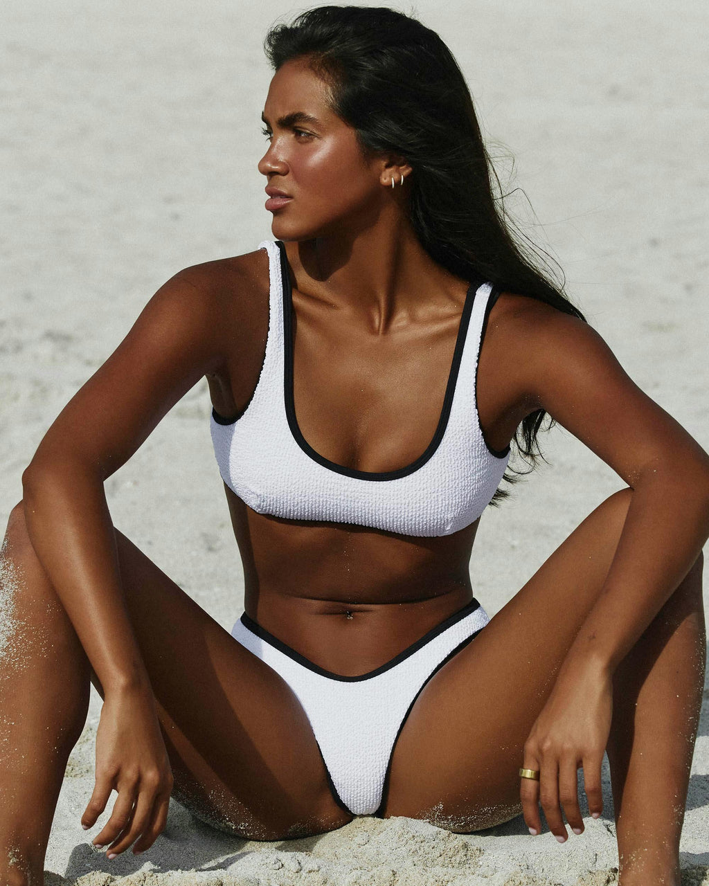 THE 90'S DUO PANT - WHITE/ BLACK CRIMP