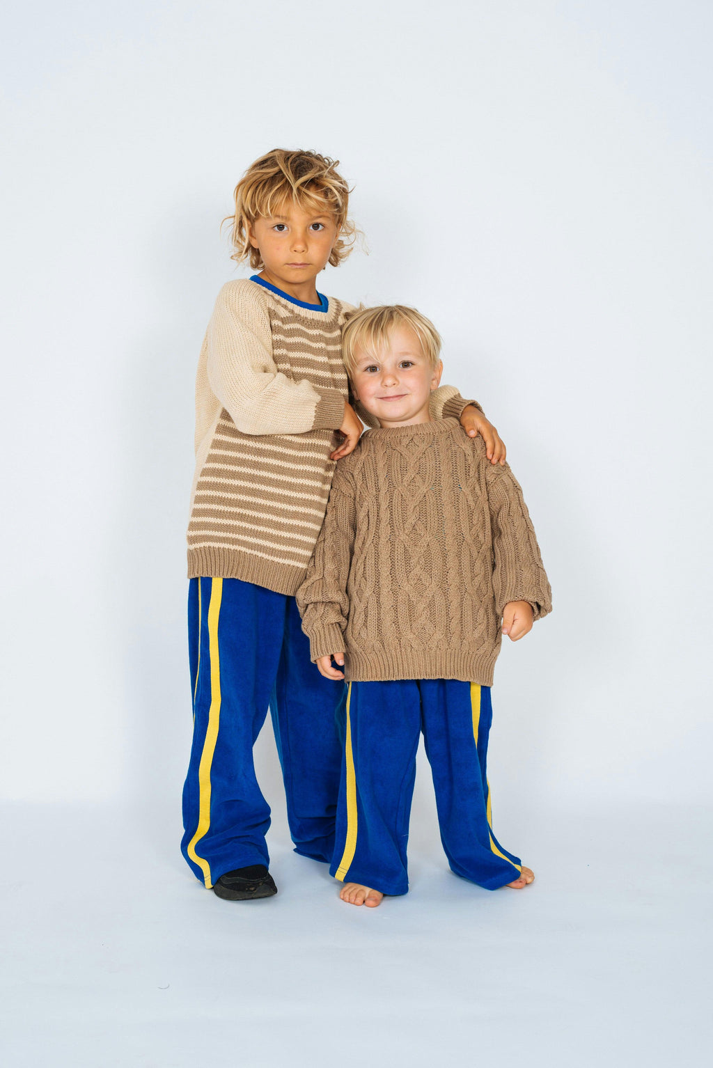 Mini Terry Pant in Cobalt and Yellow Canvas Stripe