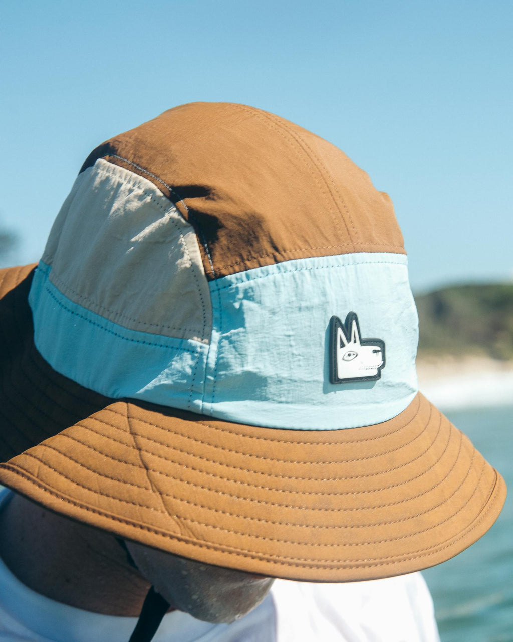 Blue + Brown Wide Brim Surf Hat UPF 50+
