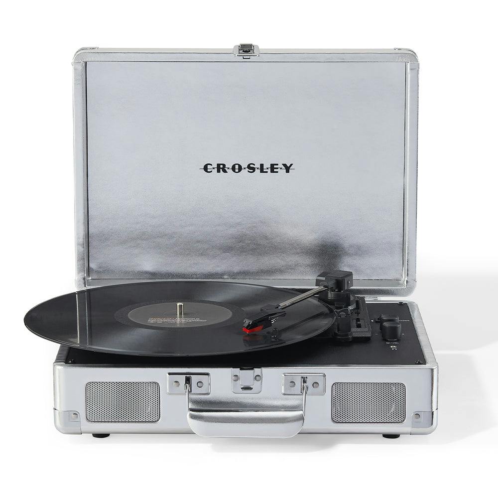 Crosley Cruiser Bluetooth Portable Turntable + Crosley Turntable Stand Bundle - Silver