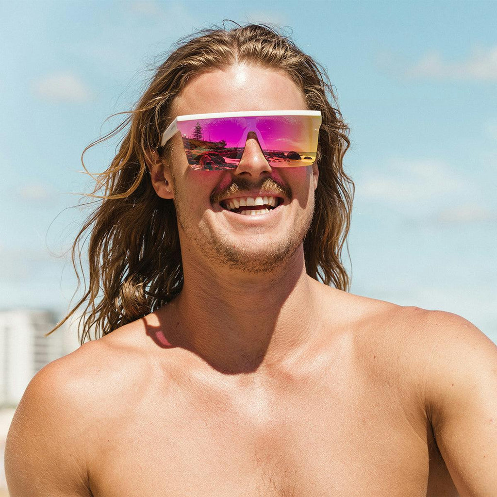 Muse -  Gloss White Frame Hot Pink Orange Lens w/Pink Iridium