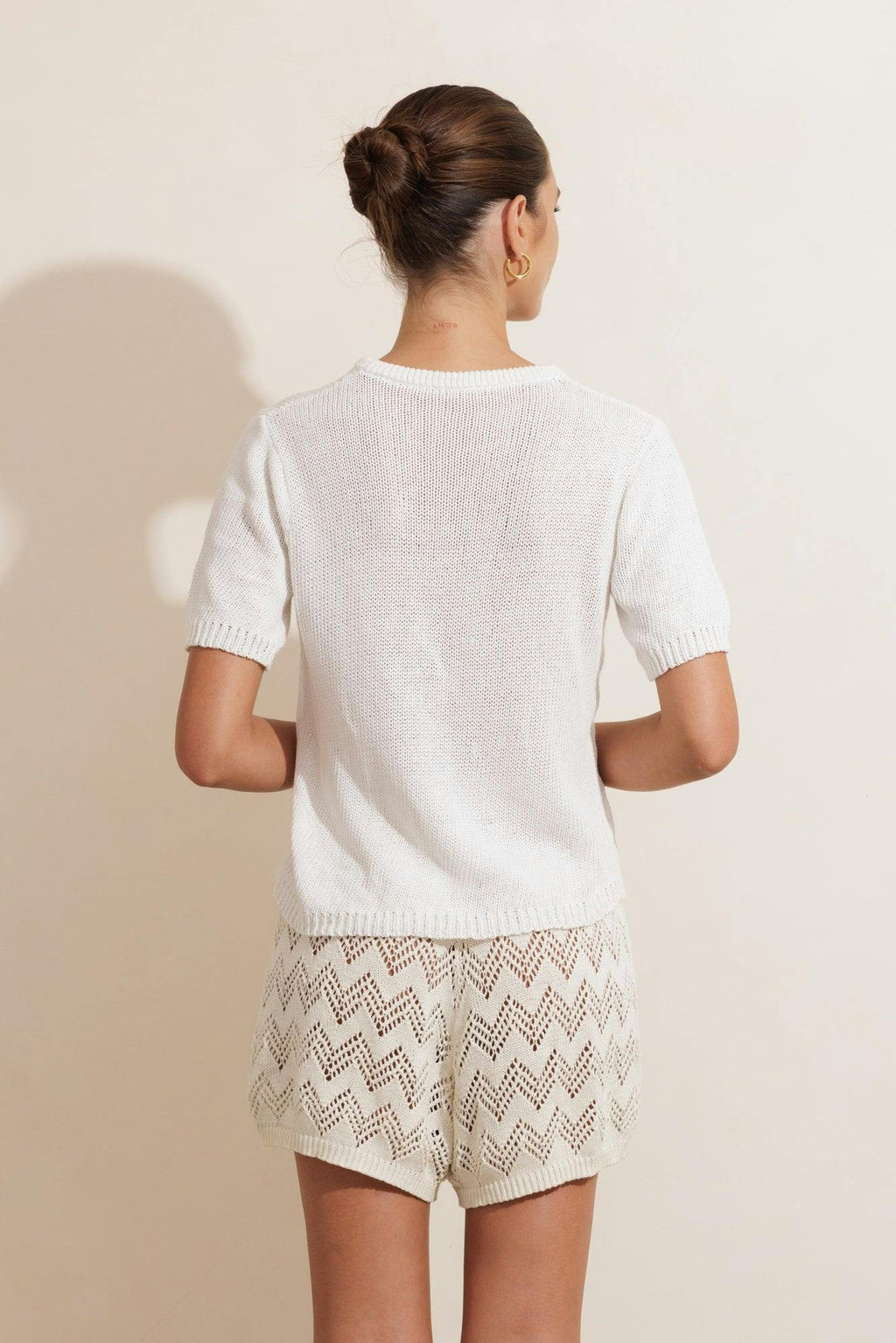 POLO KNIT T-SHIRT - CREAM