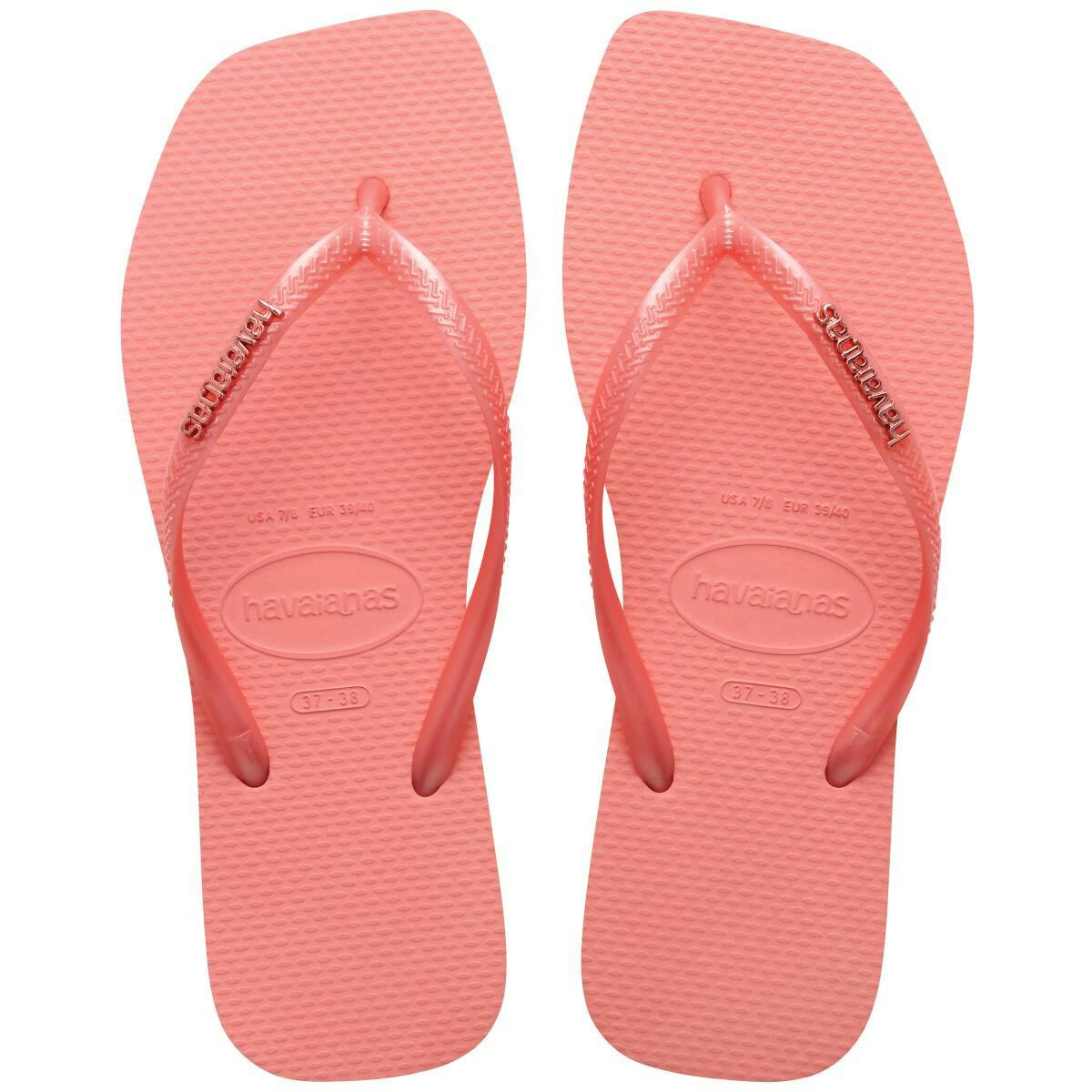 Slim Square Metal Logo Thongs