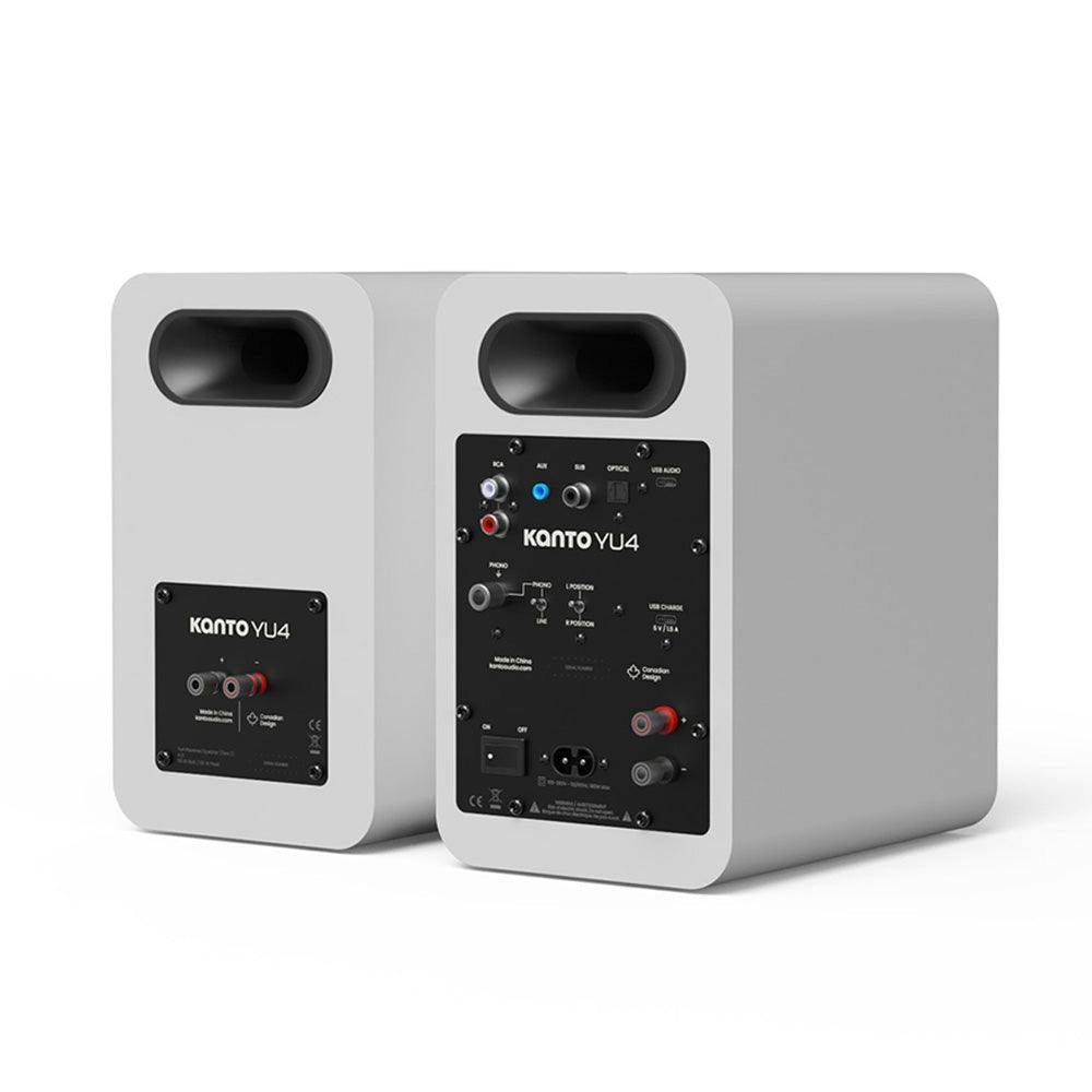 Kanto YU4 (2nd Gen) 160 W Powered Bookshelf Speaker with Bluetooth 5.3, Built-in Phono Preamp, USB-C and Optical Inputs - Matte White